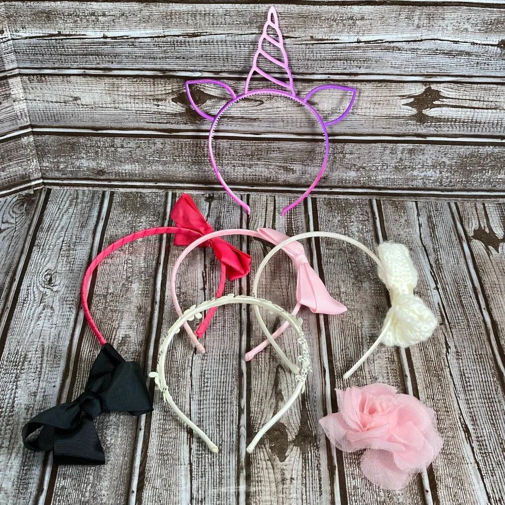 Lot of 7 The Children's Place Girl's Headbands Hair Accessories Bows Barrette